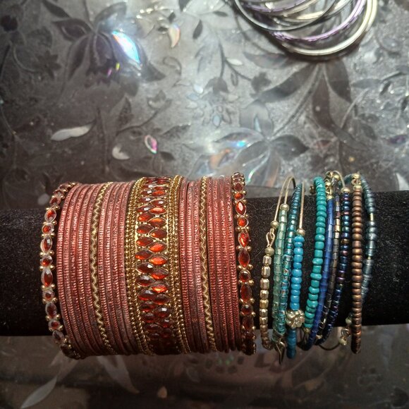 Lot of Bangle Bracelets Ethnic Costume Boho - Picture 6 of 6
